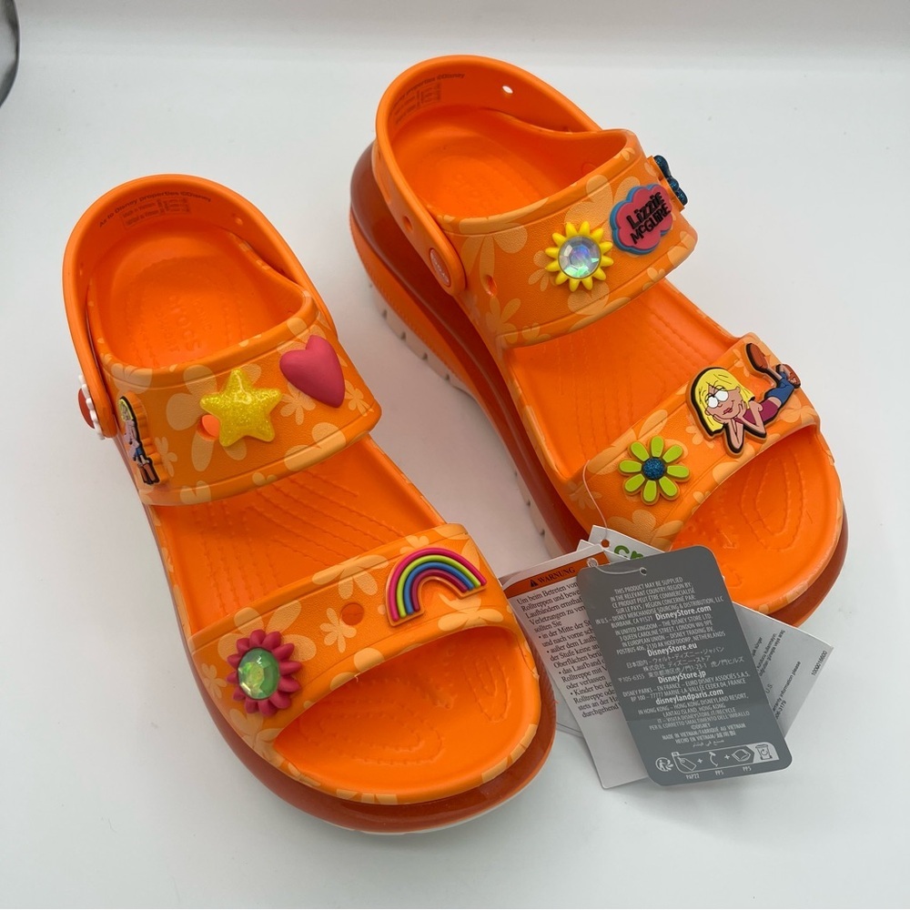 Disney Parks 2024 Lizzie McGuire Crocs Orange Mega Crush Sandals M8/W10 NWT